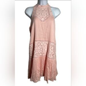 NWT GIANNI BINI Sleeveless Pink Lace-Panel Swing Dress SZ SM